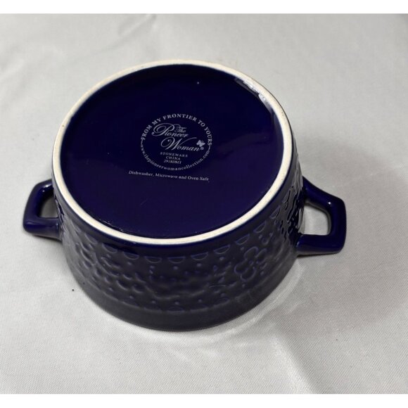 Pioneer Woman Dazzling Dahlias Mini Casserole Dish with Lid 5" x 5" Navy Blue-2 - Picture 9 of 10